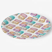 パステルマカロンクッキーをテーマにした誕生日パーティー ペーパープレート (アングル)