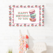 パステルマカロンクッキーをテーマにした誕生日パーティー 横断幕 (インサイチュ)