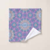 パステルマザーオブパールパターンネームモノグラム | バスタオルセット (ウォッシュタオル)