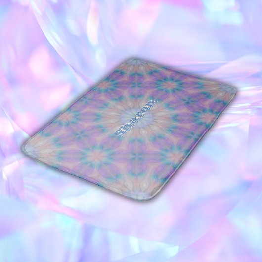 パステルマザーオブパールパターンネームモノグラム | バスマット