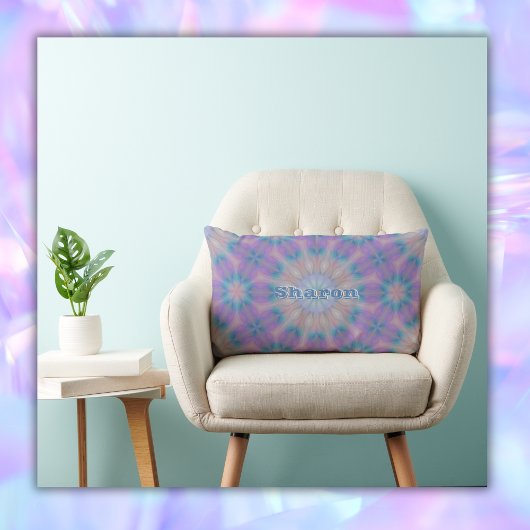 パステルマザーオブパールパターンネームモノグラム | ランバークッション