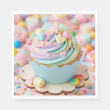 パステルマシュマロレインボーカップケーキ 誕生日