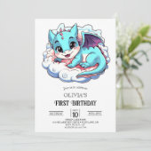 パステルマジェスティックデジタルドラゴン1st誕生日 招待状 (スタンド正面)