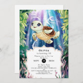 パステルマジカルキッズタートル誕生日 招待状 (正面/裏面)