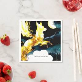 パステルマジカルキツネ誕生日 スタンダードカクテルナプキン