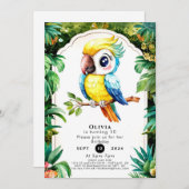 パステルマジカルパロット誕生日 招待状 (正面/裏面)