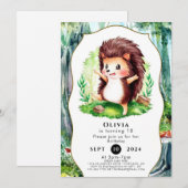 パステルマジカルヘッジホッグ誕生日 招待状 (正面/裏面)