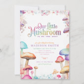 パステルマッシュルーム魔法の森の赤ちゃんシャワー 招待状 (正面)