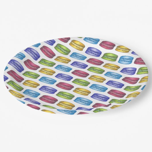 パステルマフランスのカロンクッキーペストリーブライダルシャワー ペーパープレート (アングル)