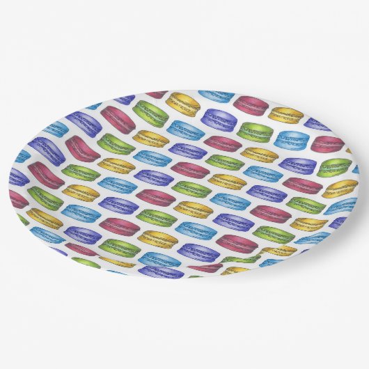 パステルマフランスのカロンクッキーペストリーブライダルシャワー ペーパープレート (アングル)