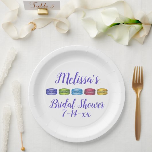 パステルマフランスのカロンクッキーペストリーブライダルシャワー ペーパープレート (ウェディング)
