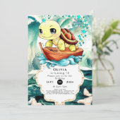 パステルマリンカメの誕生日 招待状 (スタンド正面)