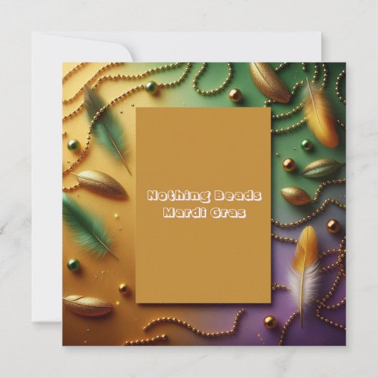 パステルマルディグラスフェスティバルバッシュフェザーズビーズ金ゴールド 招待状 (裏面)