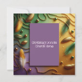 パステルマルディグラフェスティバルバッシュフェザービーズ金ゴールド 招待状 (裏面)