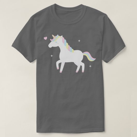パステルマンでかわいい白いユニコーン Tシャツ (デザイン正面)