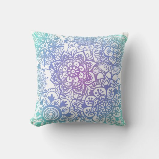 パステルマンダラパターンフローラ水彩 クッション (正面)