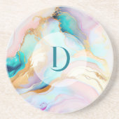 パステルマーブルインク抽象芸術グリッターアート コースター (正面)