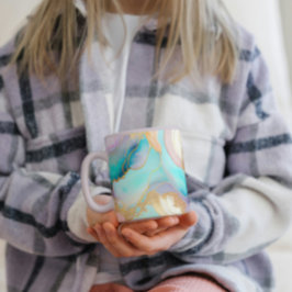 パステルマーブルインク抽象芸術グリッターアート コーヒーマグカップ