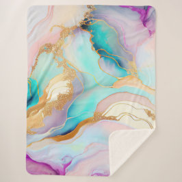 パステルマーブルインク抽象芸術グリッターアート シェルパブランケット