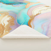 パステルマーブルインク抽象芸術グリッターアート シェルパブランケット (3/4)