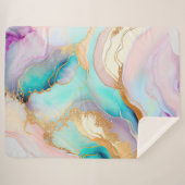 パステルマーブルインク抽象芸術グリッターアート シェルパブランケット (正面(横))