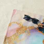 パステルマーブルインク抽象芸術グリッターアート ビーチタオル (インサイチュ)