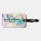 パステルマーブルインク抽象芸術グリッターアート ラゲッジタグ (裏面横)