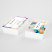 パステルマーブルインク抽象芸術グリッターアート 名刺