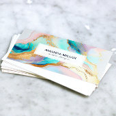 パステルマーブルインク抽象芸術グリッターアート 名刺