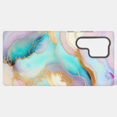 パステルマーブルインク抽象芸術グリッターアート SAMSUNG GALAXYケース (裏面横)