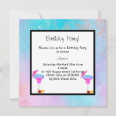 パステルマーブルカクテルバースデーパーティーの招待 招待状 (正面)