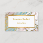 パステルマーブル抽象芸術金ゴールドホワイトビジネスカード 名刺 (正面)