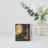 パステルマーブル&金ゴールドモダンヘアブレイディングサロン スクエア名刺 (スタンド正面)