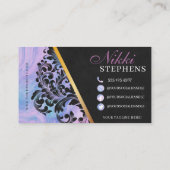 パステルマーブル&金ゴールドモダンヘアブレイディングサロン 名刺 (裏面)