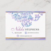 パステルマーブル&金ゴールドモダンヘアブレイディングサロン 名刺 (裏面)