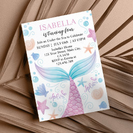 パステルマーメイドの誕生日招待状 招待状