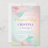 パステルマーメイドアンダーザシー誕生日招待状 招待状 (正面)