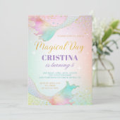 パステルマーメイドアンダーザシー誕生日招待状 招待状 (スタンド正面)