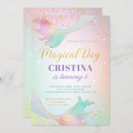 パステルマーメイドアンダーザシー誕生日招待状 招待状