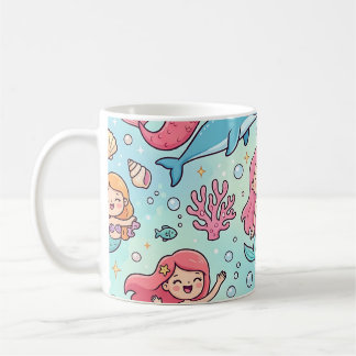 パステルマーメイドイルカかわいいマグカップ コーヒーマグカップ