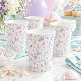 パステルマーメイドオーシャンパターン 紙コップ