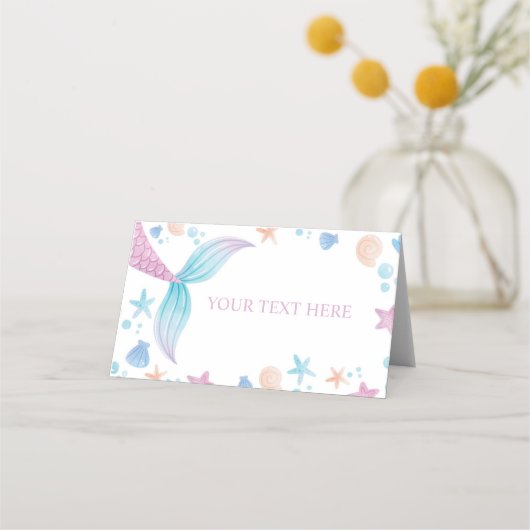 パステルマーメイドガール誕生日座席表 プレイスカード (正面)