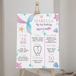パステルマーメイドガール1stバースデーマイルストーンサイン ポスター