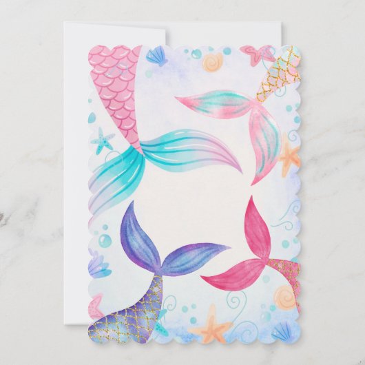 パステルマーメイドテイルズウォーター誕生日 招待状