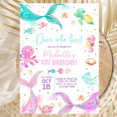 パステルマーメイドテールガールバースデイズ招待プール 招待状