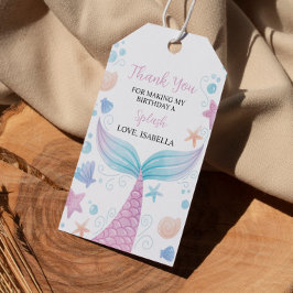 パステルマーメイドバースデーパーティーサンキューユユーラベル ギフトタグ