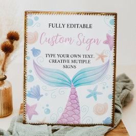パステルマーメイドバースデーパーティーテーブルサイン ポスター