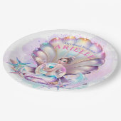 パステルマーメイド海の下の最初の誕生日マーメイド ペーパープレート (アングル)