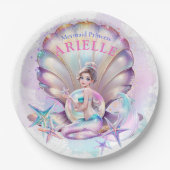 パステルマーメイド海の下の最初の誕生日マーメイド ペーパープレート (正面)