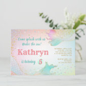 パステルマーメイド誕生日招待状アンダーザシー 招待状 (スタンド正面)